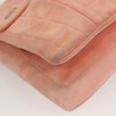 CHANEL Choco Bar Chain Shoulder Bag Suede Pink CC Auth 130967-12