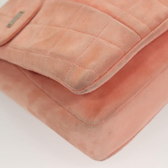 CHANEL Choco Bar Chain Shoulder Bag Suede Pink CC Auth 130967