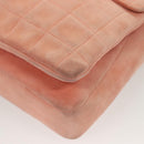 CHANEL Choco Bar Chain Shoulder Bag Suede Pink CC Auth 130967-13