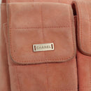 CHANEL Choco Bar Chain Shoulder Bag Suede Pink CC Auth 130967-14