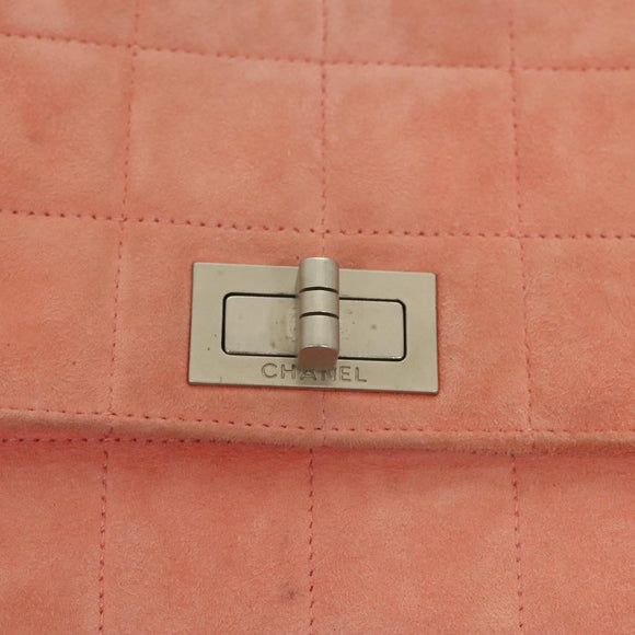 CHANEL Choco Bar Chain Shoulder Bag Suede Pink CC Auth 130967