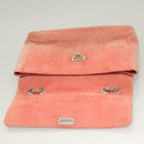 CHANEL Choco Bar Chain Shoulder Bag Suede Pink CC Auth 130967-16
