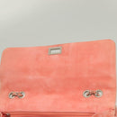 CHANEL Choco Bar Chain Shoulder Bag Suede Pink CC Auth 130967-17