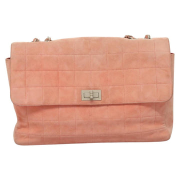 CHANEL Choco Bar Chain Shoulder Bag Suede Pink CC Auth 130967 - 0