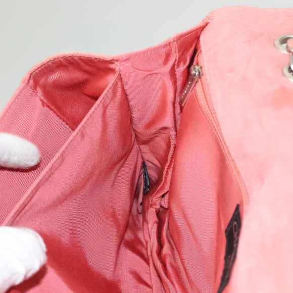 CHANEL Choco Bar Chain Shoulder Bag Suede Pink CC Auth 130967