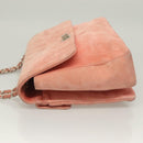 CHANEL Choco Bar Chain Shoulder Bag Suede Pink CC Auth 130967-5