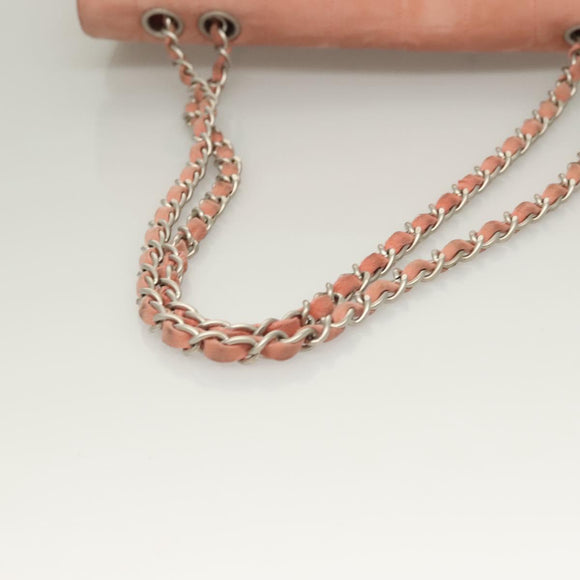 CHANEL Choco Bar Chain Shoulder Bag Suede Pink CC Auth 130967
