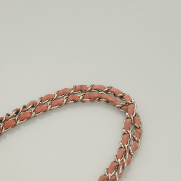 CHANEL Choco Bar Chain Shoulder Bag Suede Pink CC Auth 130967