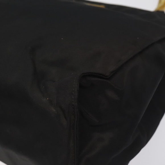 PRADA Hand Bag Nylon Metal Black Gold Auth 130970
