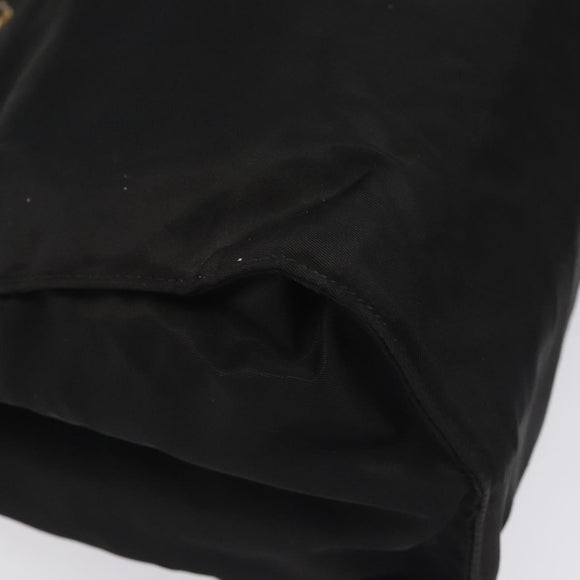 PRADA Hand Bag Nylon Metal Black Gold Auth 130970