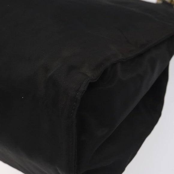 PRADA Hand Bag Nylon Metal Black Gold Auth 130970