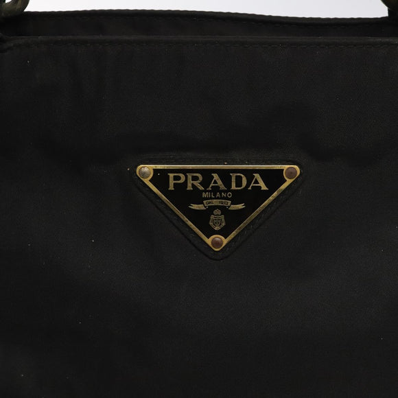 PRADA Hand Bag Nylon Metal Black Gold Auth 130970