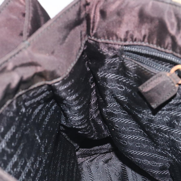 PRADA Hand Bag Nylon Metal Black Gold Auth 130970