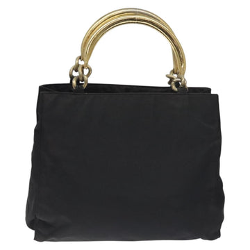 PRADA Hand Bag Nylon Metal Black Gold Auth 130970 - 0