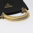 PRADA Hand Bag Nylon Metal Black Gold Auth 130970-7