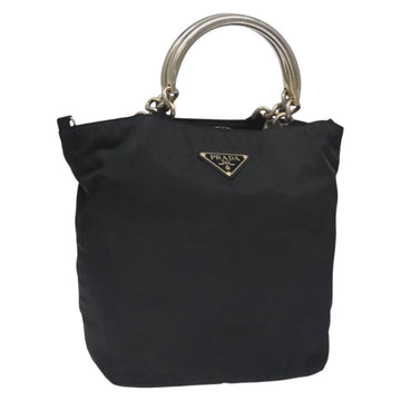 PRADA Hand Bag Nylon Metal Black Gold Auth 130971