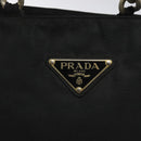 PRADA Hand Bag Nylon Metal Black Gold Auth 130971-17
