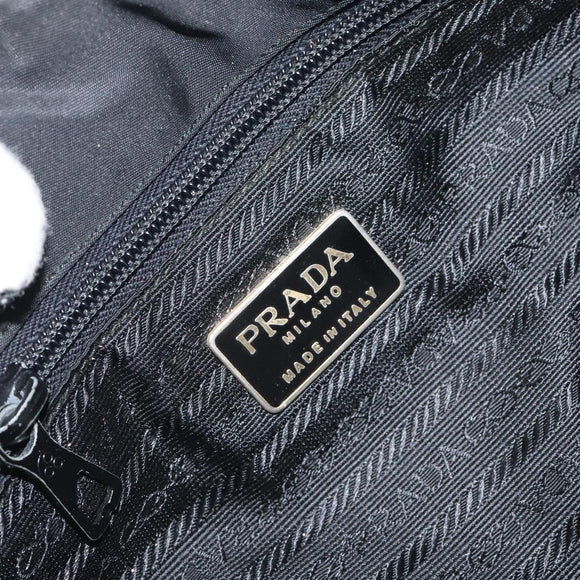 PRADA Hand Bag Nylon Metal Black Gold Auth 130971