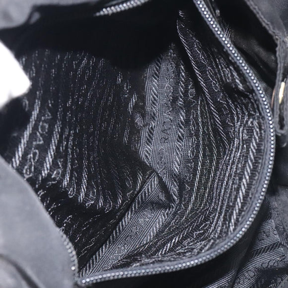 PRADA Hand Bag Nylon Metal Black Gold Auth 130971