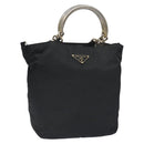 PRADA Hand Bag Nylon Metal Black Gold Auth 130971-1