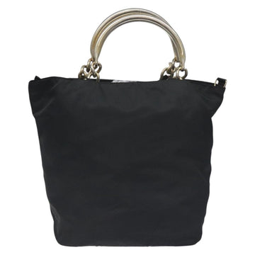 PRADA Hand Bag Nylon Metal Black Gold Auth 130971 - 0