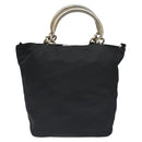PRADA Hand Bag Nylon Metal Black Gold Auth 130971-2