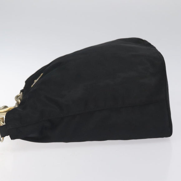 PRADA Hand Bag Nylon Metal Black Gold Auth 130971