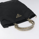PRADA Hand Bag Nylon Metal Black Gold Auth 130971-6