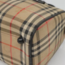 Burberrys Nova Check Boston Bag Canvas Beige Gold Auth 130974-16