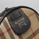 Burberrys Nova Check Boston Bag Canvas Beige Gold Auth 130974-18