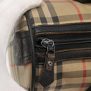 Burberrys Nova Check Boston Bag Canvas Beige Gold Auth 130974-9