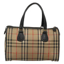 Burberrys Nova Check Boston Bag Canvas Beige Gold Auth 130974-2