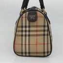 Burberrys Nova Check Boston Bag Canvas Beige Gold Auth 130974-3