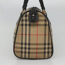 Burberrys Nova Check Boston Bag Canvas Beige Gold Auth 130974-4