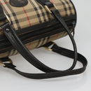 Burberrys Nova Check Boston Bag Canvas Beige Gold Auth 130974-7