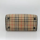 Burberrys Nova Check Boston Bag Canvas Beige Gold Auth 130974-5