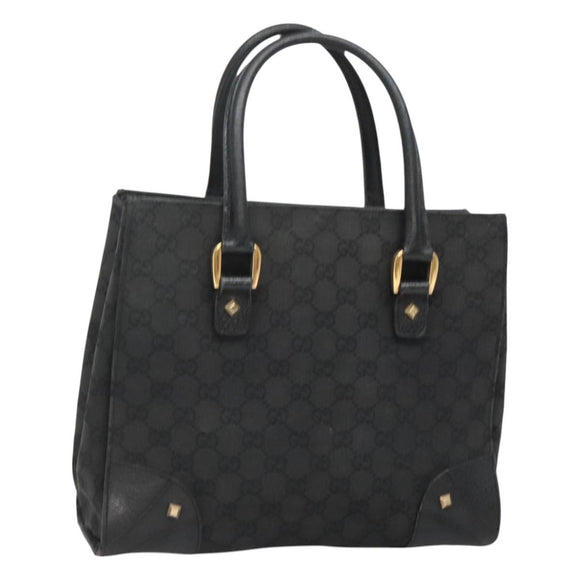 GUCCI GG Canvas Hand Bag Black Gold 120895 Auth 130978