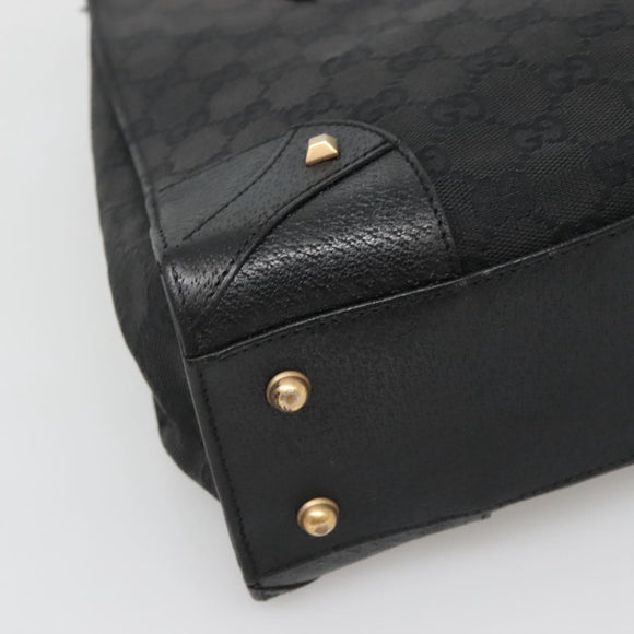 GUCCI GG Canvas Hand Bag Black Gold 120895 Auth 130978