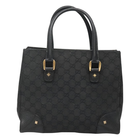 GUCCI GG Canvas Hand Bag Black Gold 120895 Auth 130978