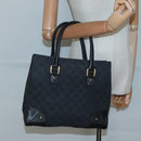 GUCCI GG Canvas Hand Bag Black Gold 120895 Auth 130978-20