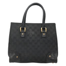 GUCCI GG Canvas Hand Bag Black Gold 120895 Auth 130978-2