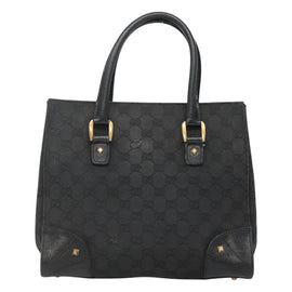 GUCCI GG Canvas Hand Bag Black Gold 120895 Auth 130978 - 0