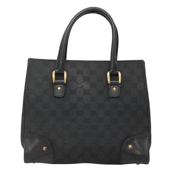 GUCCI GG Canvas Hand Bag Black Gold 120895 Auth 130978