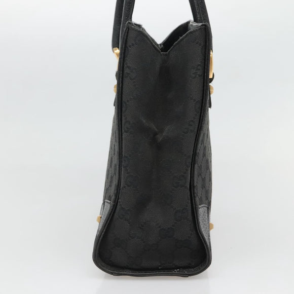 GUCCI GG Canvas Hand Bag Black Gold 120895 Auth 130978