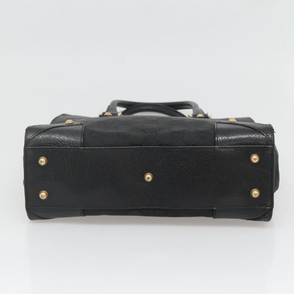 GUCCI GG Canvas Hand Bag Black Gold 120895 Auth 130978