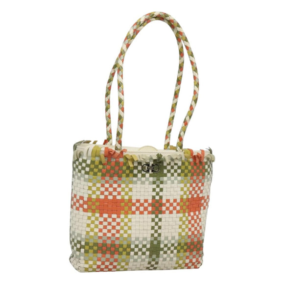 Salvatore Ferragamo Gancini Shoulder Bag Leather Green Silver Auth 130981