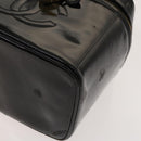 CHANEL Vanity Hand Bag Enamel 2way Black Gold CC Auth 130982-15