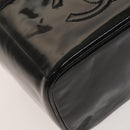 CHANEL Vanity Hand Bag Enamel 2way Black Gold CC Auth 130982-16