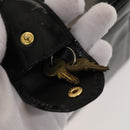 CHANEL Vanity Hand Bag Enamel 2way Black Gold CC Auth 130982-8