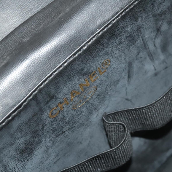 CHANEL Vanity Hand Bag Enamel 2way Black Gold CC Auth 130982